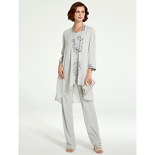 Pantsuit / Jumpsuit Mother of the Bride Dress Elegant Plus Size Bateau Neck Floor Length Chiffon Lace Sleeveless with Ruffles 2020
Pantsuit / Jumpsuit Mother of the Bride Dress Elegant Plus Size Bateau Neck Floor Length Chiffon Lace Sleeveless with Ruffles 2020