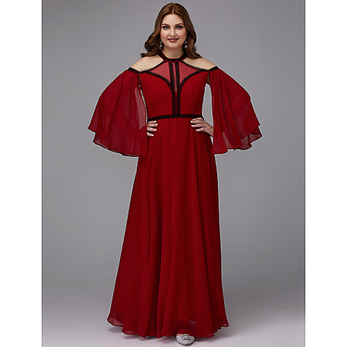 A-Line Elegant Prom Formal Evening Dress Jewel Neck Long Sleeve Floor Length Chiffon with Lace Insert 2021
A-Line Elegant Prom Formal Evening Dress Jewel Neck Long Sleeve Floor Length Chiffon with Lace Insert 2021