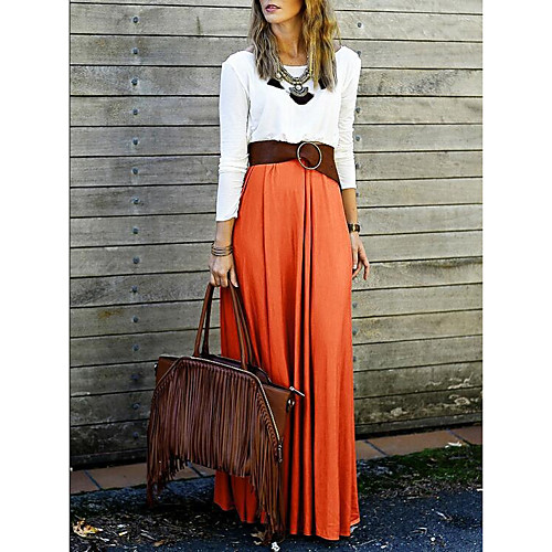 Women's Swing Dress Maxi long Dress Orange Long Sleeve Solid Colored Patchwork Spring Summer Round Neck Basic Cotton S M L XL
Women's Swing Dress Maxi long Dress Orange Long Sleeve Solid Colored Patchwork Spring Summer Round Neck Basic Cotton S M L XL