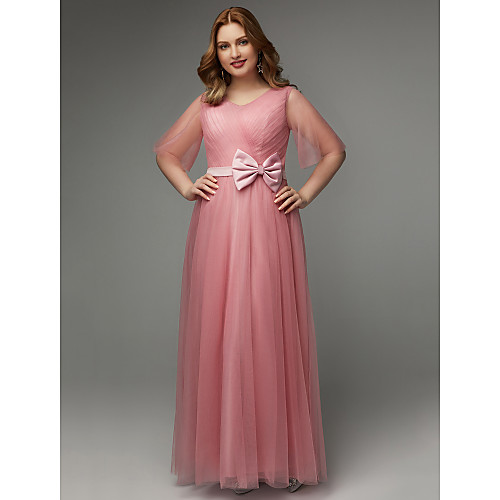 A-Line Elegant Prom Dress V Neck Half Sleeve Floor Length Tulle with Sash / Ribbon Bow(s) 2021
A-Line Elegant Prom Dress V Neck Half Sleeve Floor Length Tulle with Sash / Ribbon Bow(s) 2021