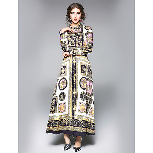 Women's Maxi Rainbow Dress Street chic Fall Going out Work A Line Floral Shirt Collar S M
Women's Maxi Rainbow Dress Street chic Fall Going out Work A Line Floral Shirt Collar S M