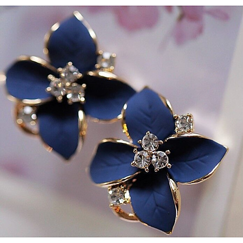

Women's Clear Cubic Zirconia Stud Earrings Vintage Style Flower Stylish Elegant Imitation Diamond Earrings Jewelry White / Black / Purple For Going out Festival 1 Pair