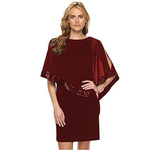 Women's Chiffon Dress Knee Length Dress Black Wine Dark Blue Half Sleeve Solid Colored Sequins Summer Round Neck Sophisticated S M L XL XXL 3XL / Plus Size
Women's Chiffon Dress Knee Length Dress Black Wine Dark Blue Half Sleeve Solid Colored Sequins Summer Round Neck Sophisticated S M L XL XXL 3XL / Plus Size