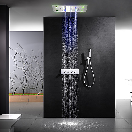 Shower Set Set - Rain Shower Contemporary Chrome Wall Mounted Ceramic Valve Bath Shower Mixer Taps / Brass
Shower Set Set - Rain Shower Contemporary Chrome Wall Mounted Ceramic Valve Bath Shower Mixer Taps / Brass