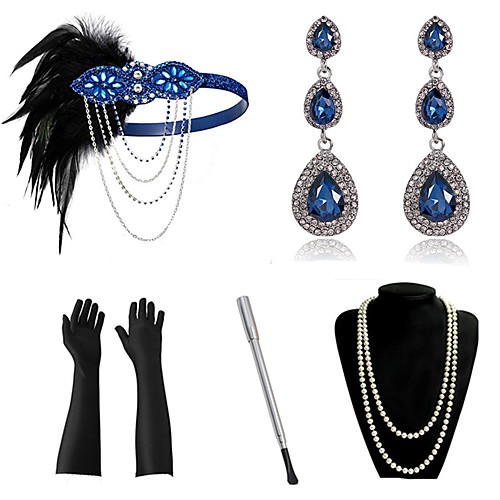 The Great Gatsby Charleston Vintage 1920s The Great Gatsby Roaring 20s Gloves Headpiece Flapper Headband Women's Tassel Costume Head Jewelry Necklace Earrings Peacock Blue / Golden / White Vintage
The Great Gatsby Charleston Vintage 1920s The Great Gatsby Roaring 20s Gloves Headpiece Flapper Headband Women's Tassel Costume Head Jewelry Necklace Earrings Peacock Blue / Golden / White Vintage