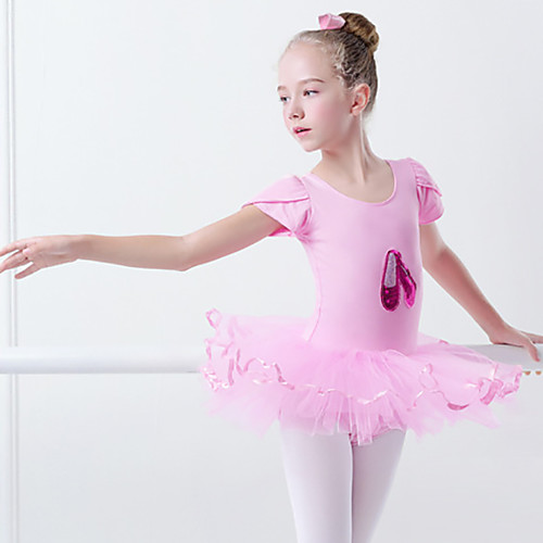 

Ballet Dress Sashes / Ribbons Appliques Girls' Training Performance Short Sleeve Elastane Lycra