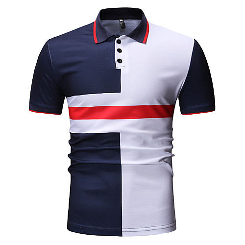 Men's Polo Color Block Print Short Sleeve Work Tops Business Black Navy Blue
Men's Polo Color Block Print Short Sleeve Work Tops Business Black Navy Blue