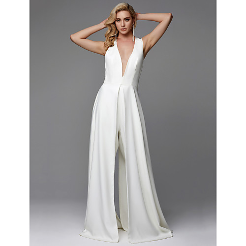 Jumpsuits Wedding Dresses V Neck Floor Length Chiffon Sleeveless Sparkle & Shine with Split Front 2021
Jumpsuits Wedding Dresses V Neck Floor Length Chiffon Sleeveless Sparkle & Shine with Split Front 2021