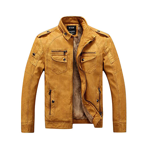 Men's Daily / Weekend Punk & Gothic Fall / Winter Regular Leather Jacket, Solid Colored Stand Long Sleeve PU Brown / Black / Yellow
Men's Daily / Weekend Punk & Gothic Fall / Winter Regular Leather Jacket, Solid Colored Stand Long Sleeve PU Brown / Black / Yellow