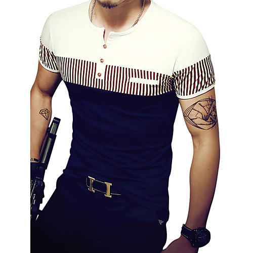 Men's T-shirt Striped Color Block Graphic Patchwork Slim Tops Active Round Neck White Orange Navy Blue / Short Sleeve / Summer
Men's T-shirt Striped Color Block Graphic Patchwork Slim Tops Active Round Neck White Orange Navy Blue / Short Sleeve / Summer