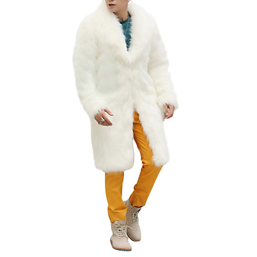 Men's Fur Coats Solid Colored Winter Shawl Lapel Coat Long Weekend Long Sleeve Faux Fur Coat Tops White
Men's Fur Coats Solid Colored Winter Shawl Lapel Coat Long Weekend Long Sleeve Faux Fur Coat Tops White