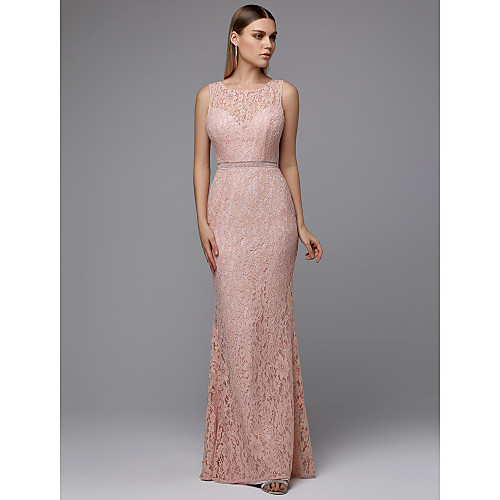 Sheath / Column Elegant Prom Dress Jewel Neck Sleeveless Floor Length Lace with Sash / Ribbon 2021
Sheath / Column Elegant Prom Dress Jewel Neck Sleeveless Floor Length Lace with Sash / Ribbon 2021