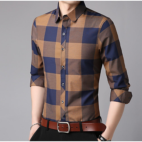 Men's Color Block Plaid Slim Shirt - Cotton Business Daily Work Black / Blue / Khaki / Long Sleeve
Men's Color Block Plaid Slim Shirt - Cotton Business Daily Work Black / Blue / Khaki / Long Sleeve
