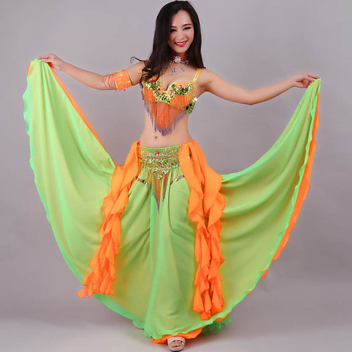 

Belly Dance Skirts Crystals / Rhinestones Paillette Women's Training Performance Sleeveless Dropped Polyester