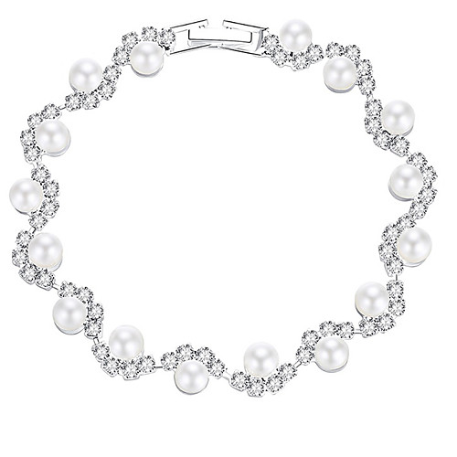 Women's Bracelet Tennis Chain Romantic Sweet Fashion Imitation Pearl Bracelet Jewelry Silver For Wedding Party / Rhinestone
Women's Bracelet Tennis Chain Romantic Sweet Fashion Imitation Pearl Bracelet Jewelry Silver For Wedding Party / Rhinestone