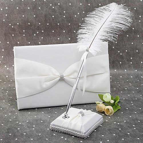 

Guest Book / Pen Set Wedding With Crystal / Rhinestone / Ruche Guest Book / Pen Set