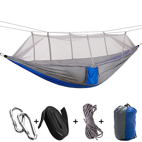 Camping Hammock with Mosquito Net Outdoor Quick Dry Anti-Mosquito Ultra Light (UL) Breathability Wearable Parachute Nylon for 2 person Fishing Camping Rose Pink / Blue Blue Red Two Ways To Use
Camping Hammock with Mosquito Net Outdoor Quick Dry Anti-Mosquito Ultra Light (UL) Breathability Wearable Parachute Nylon for 2 person Fishing Camping Rose Pink / Blue Blue Red Two Ways To Use