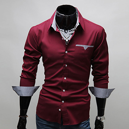 Men's Color Block Shirt - Cotton Business Basic Daily Holiday Work Classic Collar Wine / White / Black / Fall / Long Sleeve
Men's Color Block Shirt - Cotton Business Basic Daily Holiday Work Classic Collar Wine / White / Black / Fall / Long Sleeve