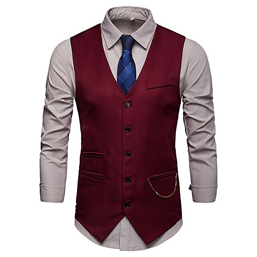 Men's Daily Fall & Winter Regular Vest, Solid Colored V Neck Sleeveless Acrylic / Polyester Black / Navy Blue / Wine / Slim
Men's Daily Fall & Winter Regular Vest, Solid Colored V Neck Sleeveless Acrylic / Polyester Black / Navy Blue / Wine / Slim