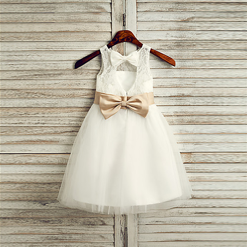 Princess Tea Length Wedding / First Communion Flower Girl Dresses - Lace / Tulle / Satin Chiffon Sleeveless Jewel Neck with Belt
Princess Tea Length Wedding / First Communion Flower Girl Dresses - Lace / Tulle / Satin Chiffon Sleeveless Jewel Neck with Belt