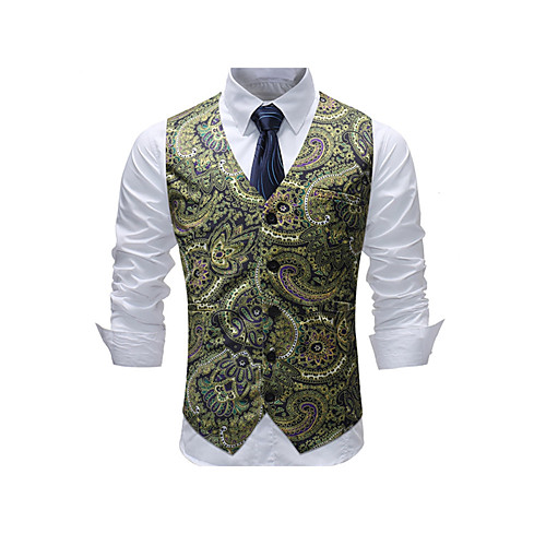 Green Print Regular Fit Polyester Men's Suit - V Neck / Sleeveless / Plus Size
Green Print Regular Fit Polyester Men's Suit - V Neck / Sleeveless / Plus Size