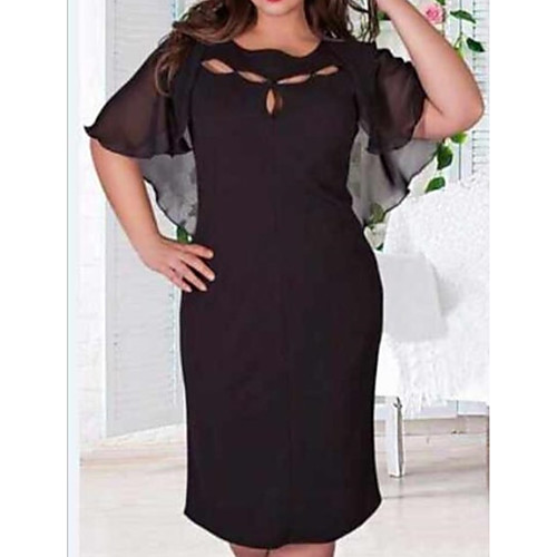 Women's Chiffon Dress Knee Length Dress Black Blue Red Navy Blue Half Sleeve Solid Colored Spring Summer Round Neck Chiffon L XL XXL 3XL 4XL 5XL 6XL
Women's Chiffon Dress Knee Length Dress Black Blue Red Navy Blue Half Sleeve Solid Colored Spring Summer Round Neck Chiffon L XL XXL 3XL 4XL 5XL 6XL