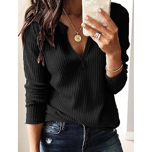 Women's Blouse Shirt Solid Colored Plain Long Sleeve V Neck Tops Streetwear Basic Top White Black Wine
Women's Blouse Shirt Solid Colored Plain Long Sleeve V Neck Tops Streetwear Basic Top White Black Wine
