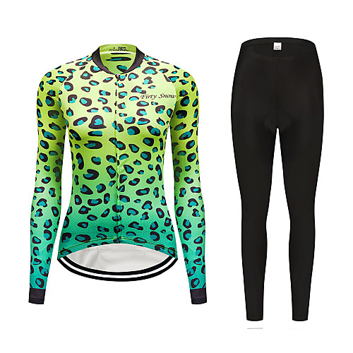 FirtySnow Women's Long Sleeve Cycling Jersey with Tights Winter Fleece Polyester Green Leopard Bike Clothing Suit Thermal / Warm Windproof Fleece Lining Sports Leopard Mountain Bike MTB Road Bike
FirtySnow Women's Long Sleeve Cycling Jersey with Tights Winter Fleece Polyester Green Leopard Bike Clothing Suit Thermal / Warm Windproof Fleece Lining Sports Leopard Mountain Bike MTB Road Bike