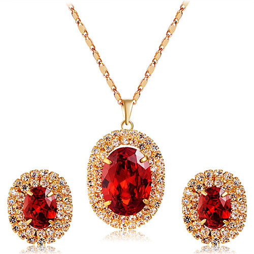 Women's Red Crystal Pendant Necklace Earrings Artistic Luxury Romantic Gold Plated Imitation Diamond Earrings Jewelry Red For Party Engagement Formal 3pcs
Women's Red Crystal Pendant Necklace Earrings Artistic Luxury Romantic Gold Plated Imitation Diamond Earrings Jewelry Red For Party Engagement Formal 3pcs