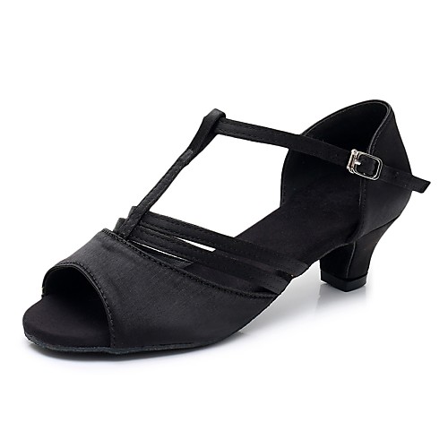 Women's Dance Shoes Satin Latin Shoes Buckle Sandal / Heel Thick Heel Customizable Black / Performance / Practice
Women's Dance Shoes Satin Latin Shoes Buckle Sandal / Heel Thick Heel Customizable Black / Performance / Practice