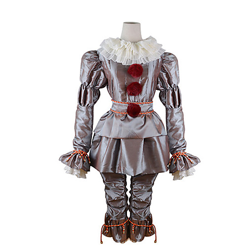 

Burlesque Clown Pennywise Cosplay Costume Outfits Adults' Men's Cosplay Halloween Halloween Carnival Masquerade Festival / Holiday Polyster Silver Men's Women's Carnival Costumes Solid Colored / Top