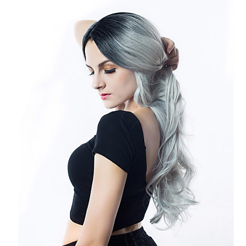 Synthetic Wig Body Wave Asymmetrical Wig Ombre Long Black / Grey Synthetic Hair 24INCH Women's Adjustable Heat Resistant Party Ombre 
Synthetic Wig Body Wave Asymmetrical Wig Ombre Long Black / Grey Synthetic Hair 24INCH Women's Adjustable Heat Resistant Party Ombre
