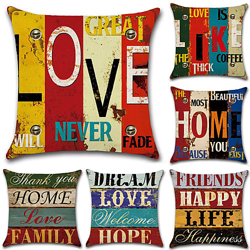 Set of 6 Cotton / Linen Pillow Case, Classic Letter Printing Traditional / Vintage European Style Throw Pillow
Set of 6 Cotton / Linen Pillow Case, Classic Letter Printing Traditional / Vintage European Style Throw Pillow