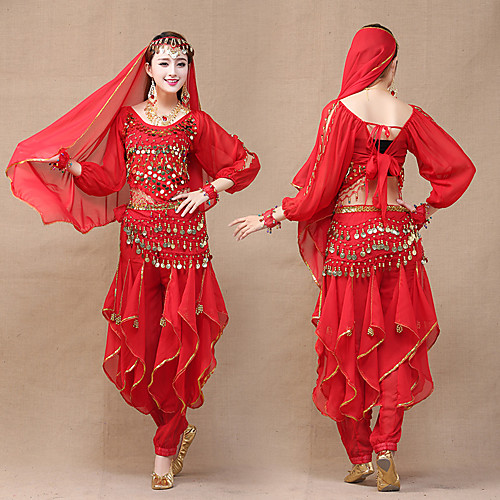 Indian Girl Bollywood Adults' Women's Asian Sequins Belly Dance Costume For Performance Festival Chiffon Sequin Top Pants Headpiece Belt
Indian Girl Bollywood Adults' Women's Asian Sequins Belly Dance Costume For Performance Festival Chiffon Sequin Top Pants Headpiece Belt