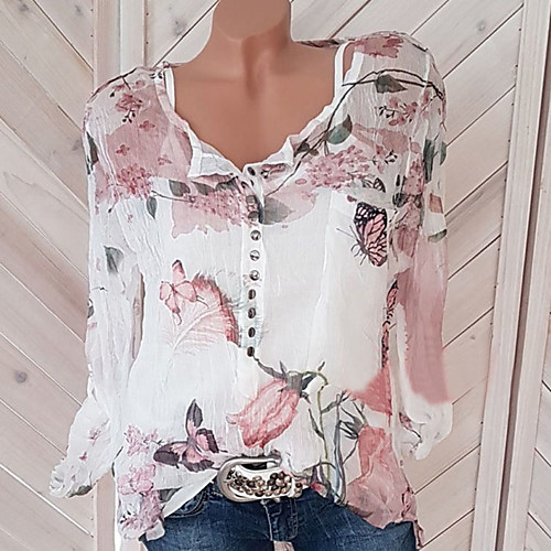 Women's Plus Size Blouse Shirt Floral Sexy Flower Long Sleeve Floral Print V Neck Tops Chiffon Streetwear Basic Top White Blue Purple
Women's Plus Size Blouse Shirt Floral Sexy Flower Long Sleeve Floral Print V Neck Tops Chiffon Streetwear Basic Top White Blue Purple