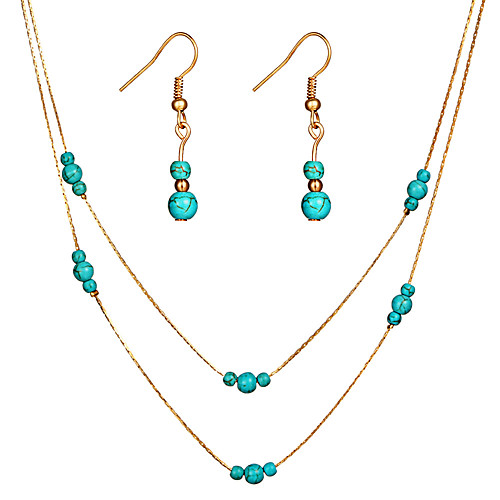Women's Turquoise Drop Earrings Layered Necklace Double Layered Simple Vintage Classic Earrings Jewelry Gold / Silver For Party Ceremony Festival 3pcs / pack
Women's Turquoise Drop Earrings Layered Necklace Double Layered Simple Vintage Classic Earrings Jewelry Gold / Silver For Party Ceremony Festival 3pcs / pack