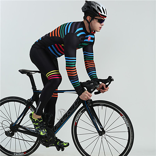 BOESTALK Men's Long Sleeve Cycling Jersey with Bib Tights Winter Fleece Black Rainbow Stripes Bike Fleece Lining Breathable Back Pocket Sports Multi Color Mountain Bike MTB Road Bike Cycling Clothing
BOESTALK Men's Long Sleeve Cycling Jersey with Bib Tights Winter Fleece Black Rainbow Stripes Bike Fleece Lining Breathable Back Pocket Sports Multi Color Mountain Bike MTB Road Bike Cycling Clothing