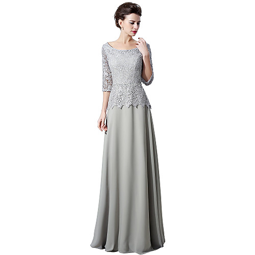 A-Line Elegant Vintage Wedding Guest Formal Evening Dress Jewel Neck 3/4 Length Sleeve Floor Length Chiffon Lace with Lace Insert 2021
A-Line Elegant Vintage Wedding Guest Formal Evening Dress Jewel Neck 3/4 Length Sleeve Floor Length Chiffon Lace with Lace Insert 2021