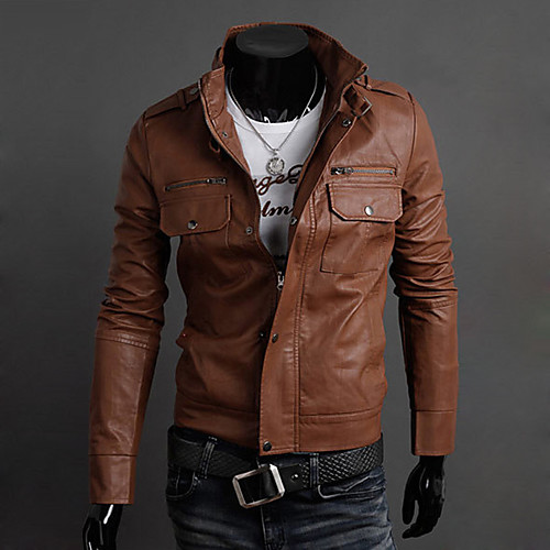 Men's Daily / Going out / Work Vintage / Basic Spring & Fall Regular Leather Jacket, Solid Colored Stand Long Sleeve PU Light Brown
Men's Daily / Going out / Work Vintage / Basic Spring & Fall Regular Leather Jacket, Solid Colored Stand Long Sleeve PU Light Brown