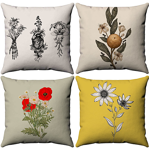 4 pcs Cotton / Linen Pillow Cover, Floral Leaf Rustic Pastoral Square Traditional Classic
4 pcs Cotton / Linen Pillow Cover, Floral Leaf Rustic Pastoral Square Traditional Classic