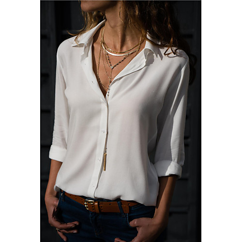 Women's Solid Colored Basic Shirt Daily Shirt Collar White / Black / Blue / Red / Yellow / Green / Gray / Light Blue
Women's Solid Colored Basic Shirt Daily Shirt Collar White / Black / Blue / Red / Yellow / Green / Gray / Light Blue