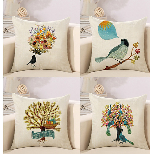 4 pcs Cotton / Linen Pillow Cover, Botanical Animal European Square Traditional Classic
4 pcs Cotton / Linen Pillow Cover, Botanical Animal European Square Traditional Classic