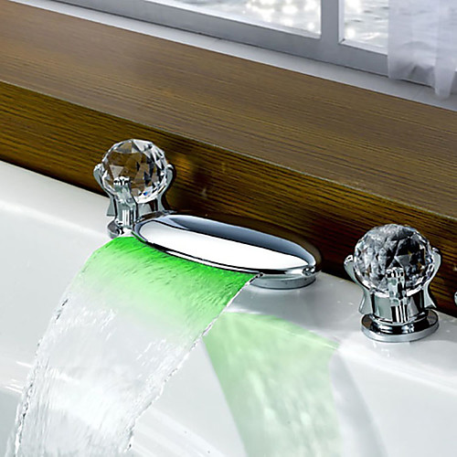 Bathroom Sink Faucet - Waterfall / LED Chrome Widespread Two Handles Three HolesBath Taps
Bathroom Sink Faucet - Waterfall / LED Chrome Widespread Two Handles Three HolesBath Taps