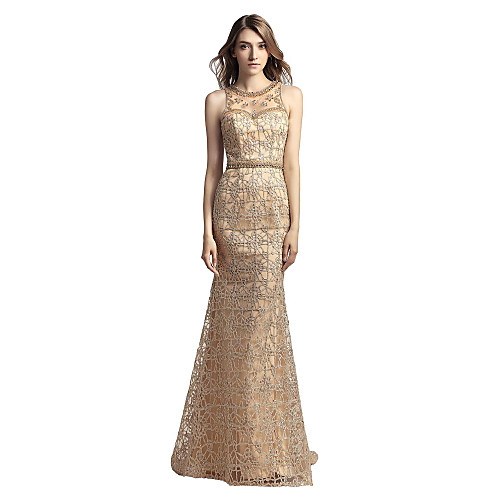 Mermaid / Trumpet Glittering Sexy Engagement Formal Evening Dress Halter Neck Sleeveless Sweep / Brush Train Lace Tulle with Beading 2021
Mermaid / Trumpet Glittering Sexy Engagement Formal Evening Dress Halter Neck Sleeveless Sweep / Brush Train Lace Tulle with Beading 2021