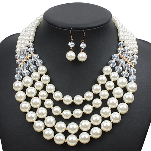 Women's Necklace Earrings Pearl Necklace Geometrical Simple Sweet Fashion Cute Elegant Imitation Pearl Earrings Jewelry Brown / Red / Green For Wedding Party Daily Club Festival 1 set
Women's Necklace Earrings Pearl Necklace Geometrical Simple Sweet Fashion Cute Elegant Imitation Pearl Earrings Jewelry Brown / Red / Green For Wedding Party Daily Club Festival 1 set