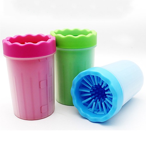 

Dog Pets Cleaning DogPawCleanerCup Easy to Use Plastic Silica Gel Brush Portable Washable Durable Soft Bristle Efficient Pet Grooming Supplies Blue Pink Green 1 Piece