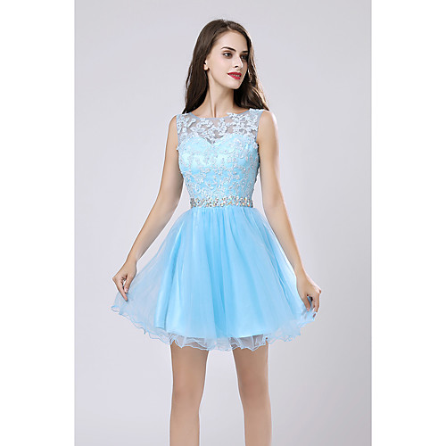 A-Line Hot Graduation Cocktail Party Dress Illusion Neck Sleeveless Short / Mini Lace Tulle with Crystals Appliques 2021
A-Line Hot Graduation Cocktail Party Dress Illusion Neck Sleeveless Short / Mini Lace Tulle with Crystals Appliques 2021
