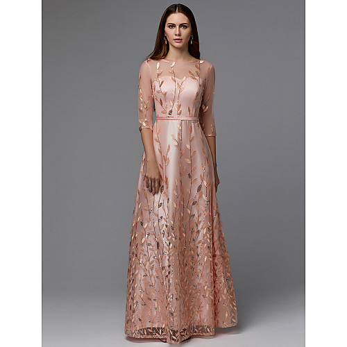 A-Line Floral Wedding Guest Prom Valentine's Day Dress Illusion Neck 3/4 Length Sleeve Floor Length Lace Tulle with Pattern / Print Appliques 2021
A-Line Floral Wedding Guest Prom Valentine's Day Dress Illusion Neck 3/4 Length Sleeve Floor Length Lace Tulle with Pattern / Print Appliques 2021