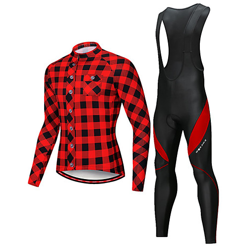 WOSAWE Men's Women's Long Sleeve Cycling Jersey with Bib Tights Cycling Bib Tights Winter Fleece Spandex Silicone Black / Red Plaid / Checkered Bike Bib Tights 3D Pad Moisture Wicking Reflective
WOSAWE Men's Women's Long Sleeve Cycling Jersey with Bib Tights Cycling Bib Tights Winter Fleece Spandex Silicone Black / Red Plaid / Checkered Bike Bib Tights 3D Pad Moisture Wicking Reflective