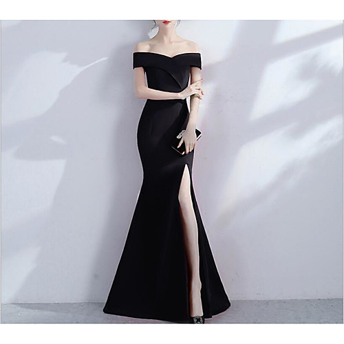 Mermaid / Trumpet Sexy Prom Formal Evening Dress Off Shoulder Short Sleeve Floor Length Jersey with Split 2021
Mermaid / Trumpet Sexy Prom Formal Evening Dress Off Shoulder Short Sleeve Floor Length Jersey with Split 2021